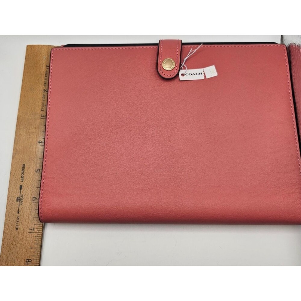 Coach Leather Notebook Planner Pink Snap Closure Journal Organizer New - Picture 6 of 9
